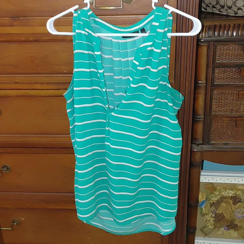 Teal striped tank top
